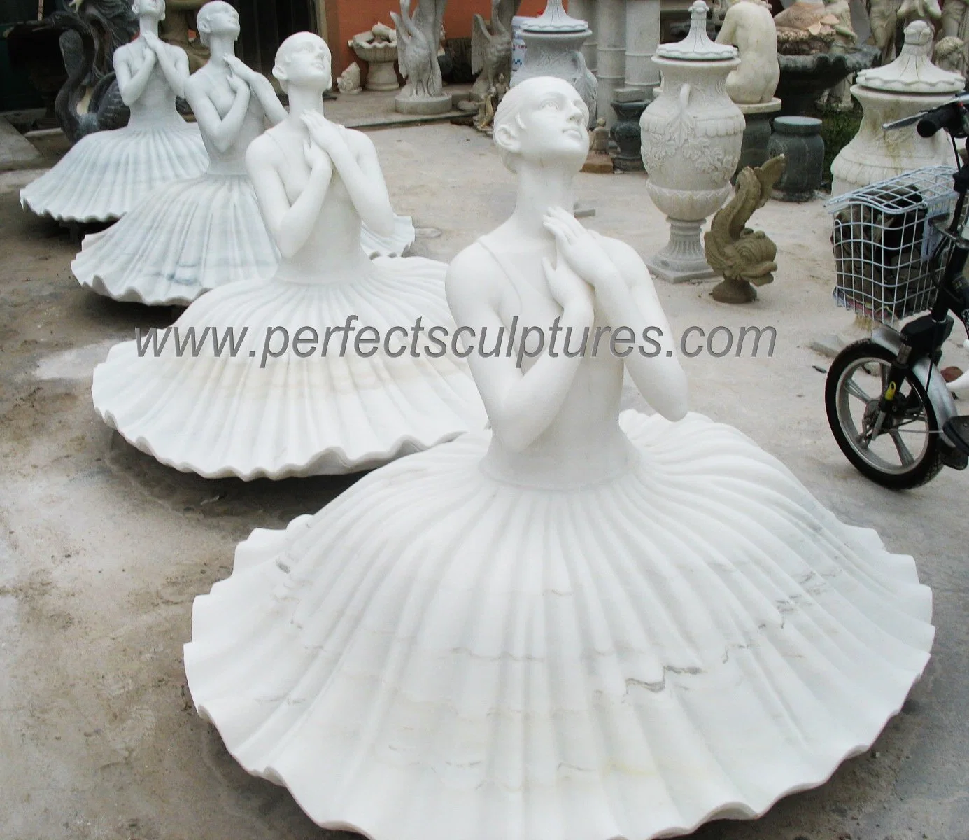 Art Sculptures Life Size White Marble Stone Ballet Dancer Statues (SY-X1852)