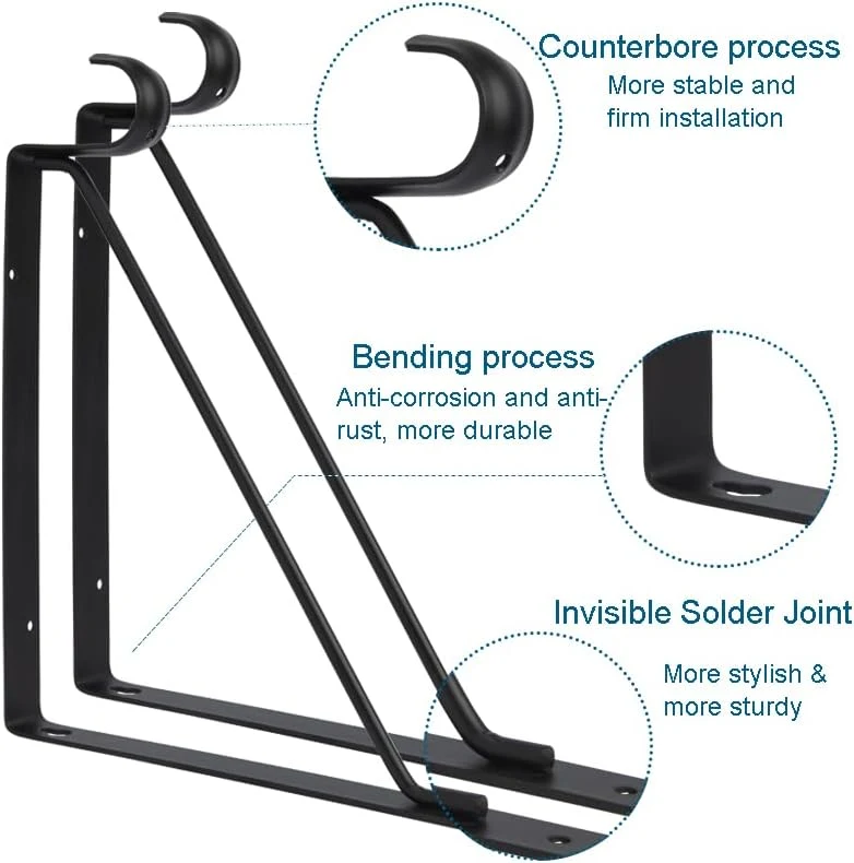 Closet Shelf Bracket & Rod Brackets Black Closet Pole Shelves Brackets