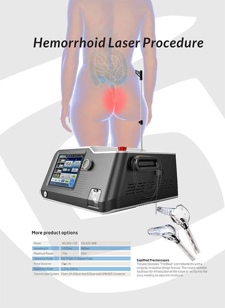 Velasii-30b Medical 30W 980nm Proctology Laser for Hemorrhoid Removal Laser