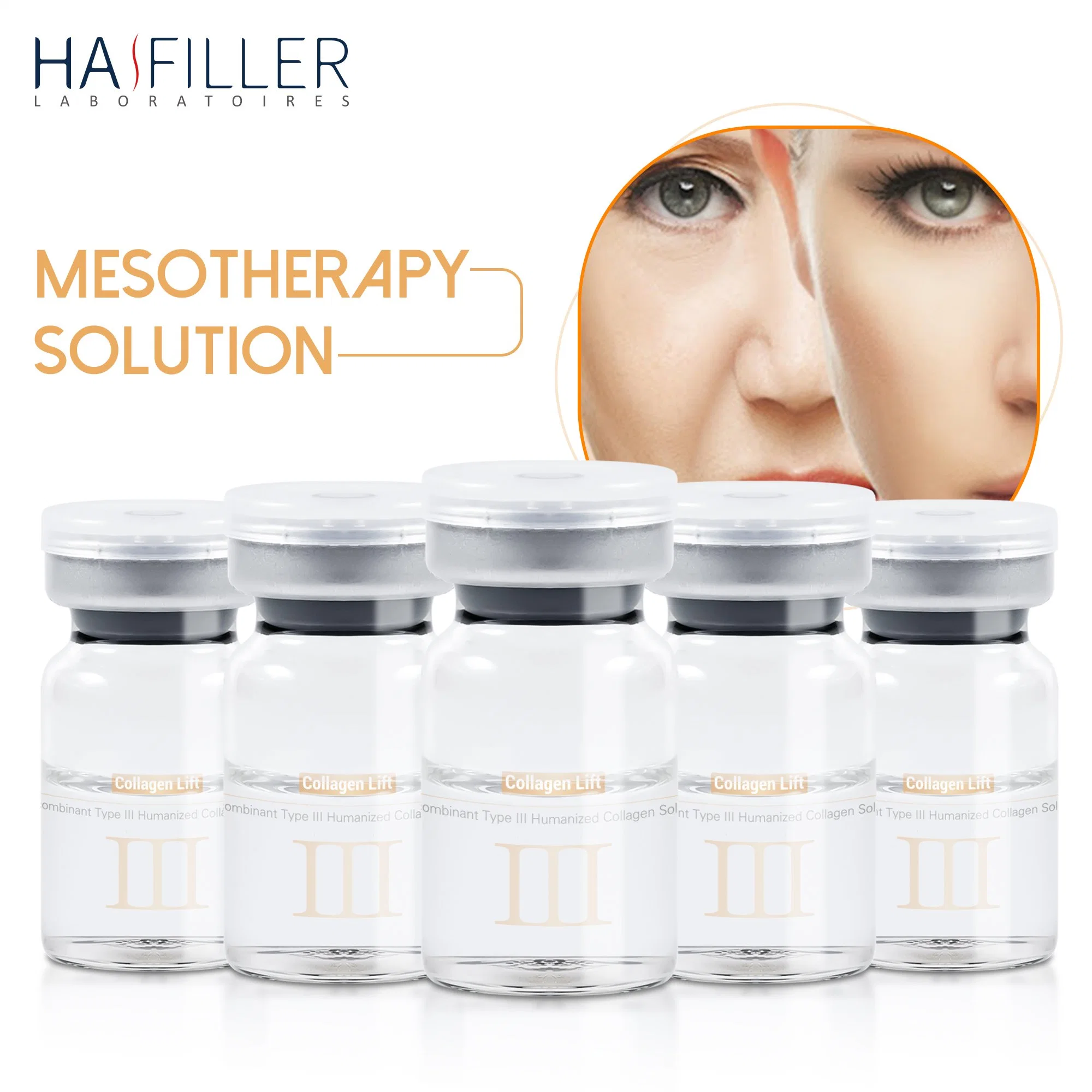 Hot Selling Face Hydration Humanized Type Three Recombinant Collagen Lift Brightening Skinbooster Mesotherapy Solution Collagen Lnjection Skin Care Serum