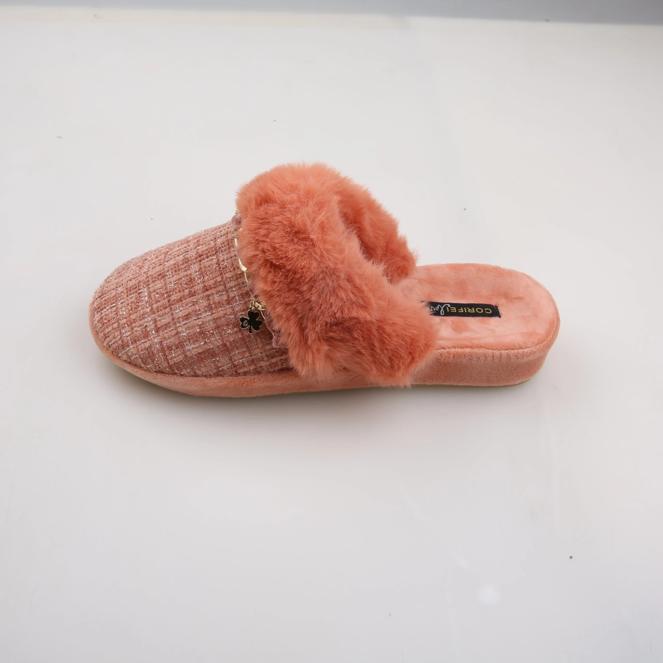 Corifei Cute Plush Inside House Morning Shoes for Unisex Hot Sale Pink Fluffy Fur Winter