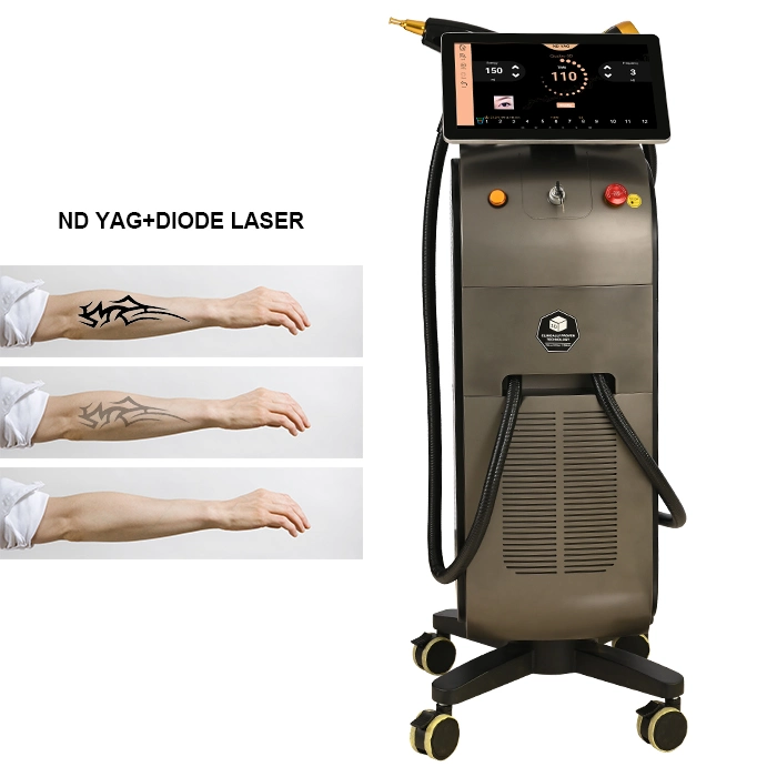 2022 Nova chegada CE ISO díodo laser de titânio ND YAG Remoção de pêlos de RF IOL Laser Remoção de tatuagens rejuvenescimento da pele durante Todos os tons de pele