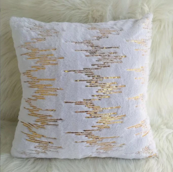 Plush Christmas Gold and Silver Sequin Embroidery Decorative Pillowcase Cross-Border Hotel Pillow Sofa Cushion Nocore