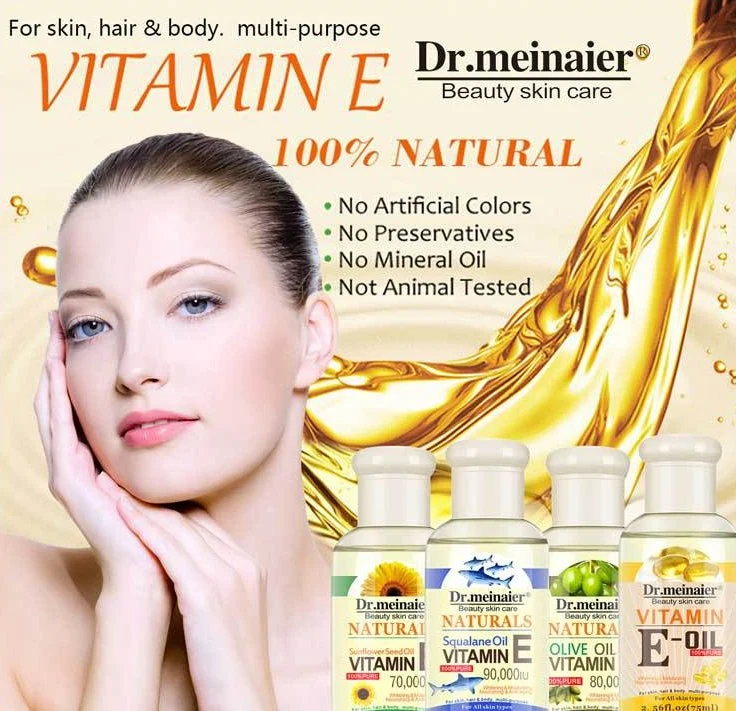OEM etiqueta privada Anti-arrugas Cuidado de la piel cuerpo Cuidado del pelo Masaje SPA Aceites de vitamina E aceite esencial de oliva orgánico hidratante