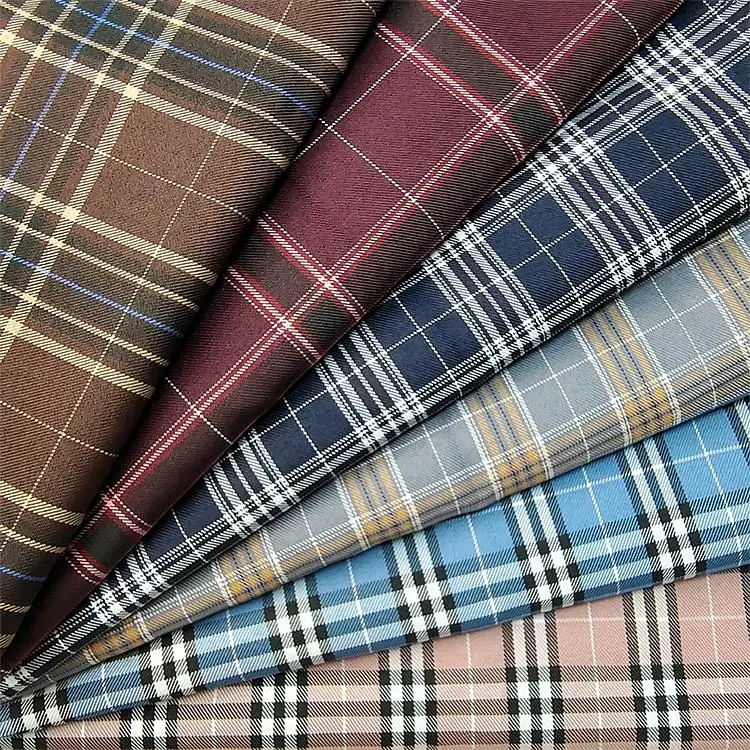 Wholesale Fashion Yarn Dyed Plaid Fabric Stock Lot Breathable Polyester Cotton Lattice Garment Fabric for Skirts