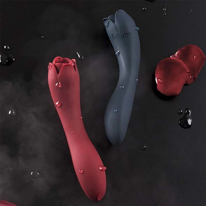 La velocidad de 10 de silicona consolador-Vibrador G spot para la mujer varita blanda clítoris femenino rojo coño juguetes sexuales de forma de rosa vibrador coño caliente