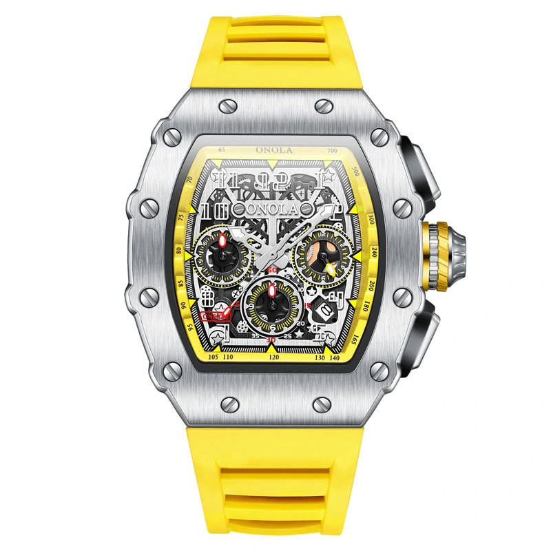 Explosivo de alta calidad impermeable multifuncional Onola Men's Watch correa de silicona Deportes Quartz Men's Watch (CFWT-012)