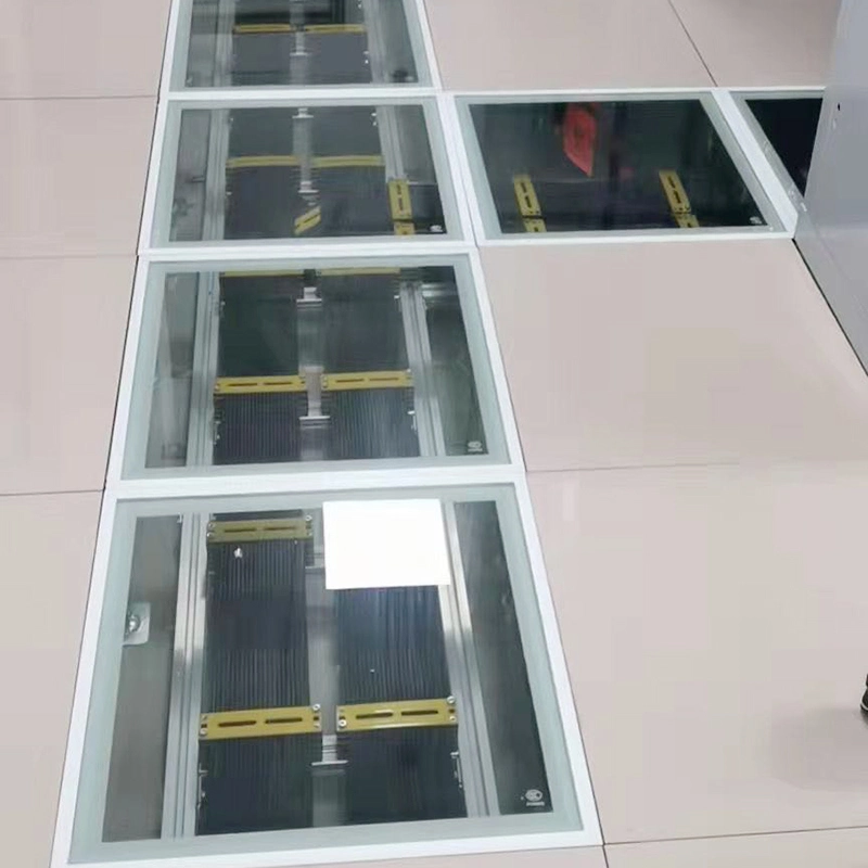 600*600 mm, 800*800 mm o personalizar la visualización de cristal de piso elevado para el Aluminio de piso elevado