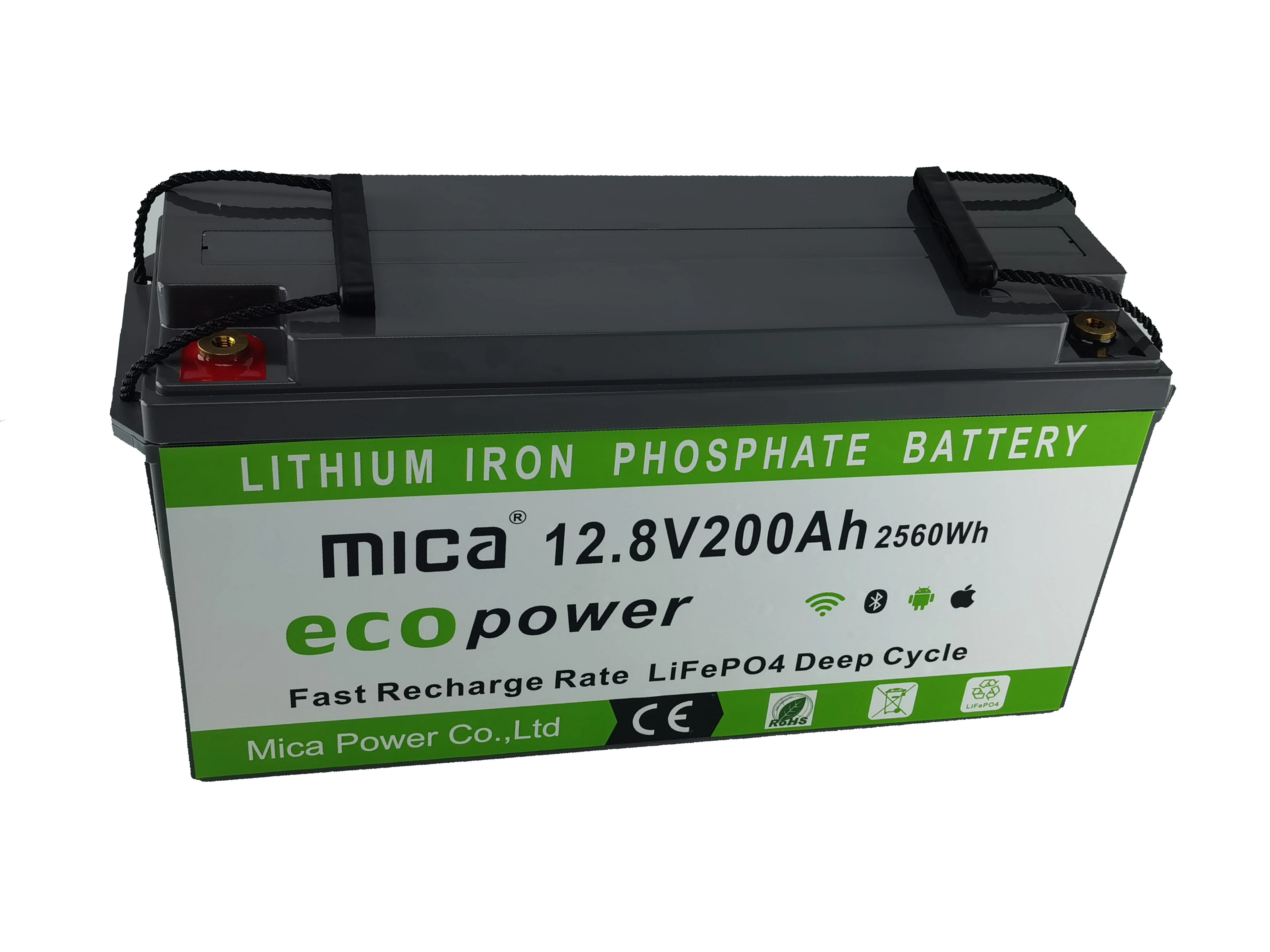 Lithium-Phosphat-LiFePO4-Batterie ab Werk 12V 12,8V 24V 36V 200Ah/100Ah/300ah 12V für Solarenergiespeicher/Marine/Wohnmobil/Boot/Bluetooth APP mit UN38,3/UL