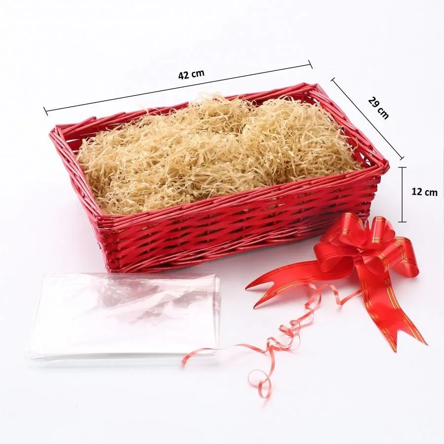 Natural Rectangular Woven Empty Xmas Wedding Birthday Knitting Gift Wicker Hamper Basket