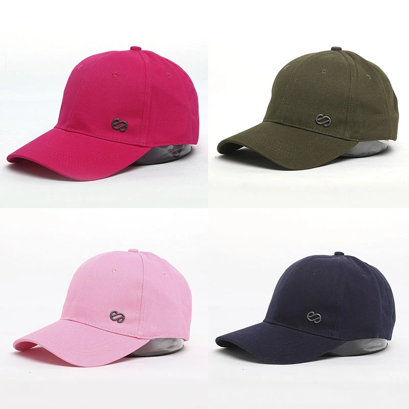 Clastic Style Soft Cotton Fabric Metal Logo Multi Colors Baseball Sports Cap Summer Camp Hat Blank Cap Khaki Color