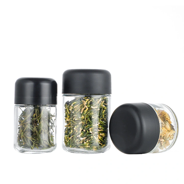 75ml 95ml 115ml Small Size Clear Sealed Tea Leaves Storage Glass Bottle with Childproof Lid