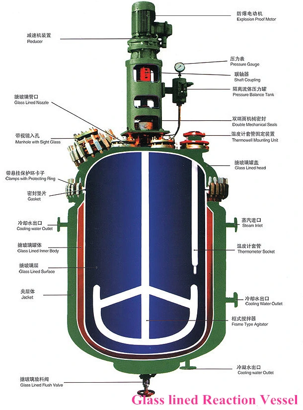 Chemicals Equipment Glass Lined Reactor Tank Vessel