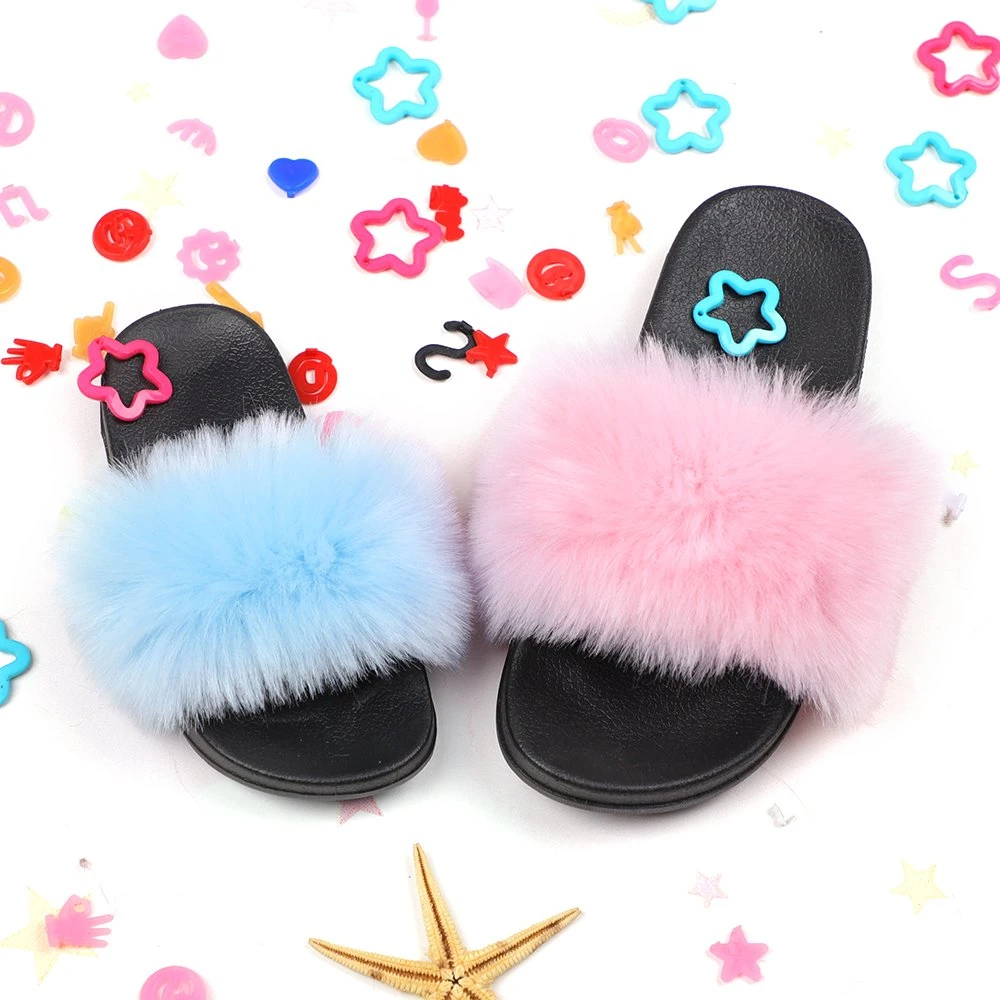 Fashion Baby Shoes Baby House Slipper Bedroom Indoor Home Winter Warm Fox Faux Fur Fluffy Fuzzy Shoes Mother and Daughter Shoes Slipper