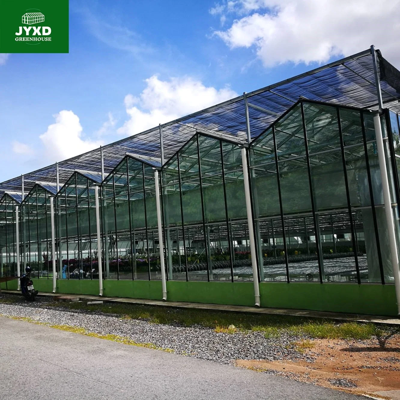 Modern Agriculture Multi-Span Customized Glass Greenhouse with Hydroponics System Cooling System for Vegetables Fruits Flowers Strawberry Fruits