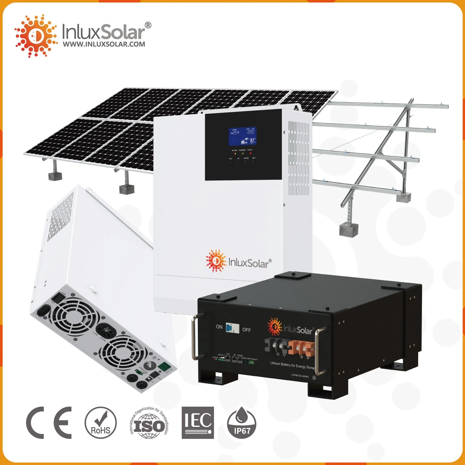 Solaranlage 5kw 10kw 20kw Off Grid Lithium-Batterie 10000W Off-Grid Sonnensystem komplett-Set