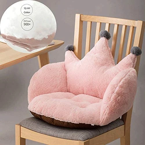 Artbeck Chair Cushion Plush Faux Rabbit Fur Crown Desk Chair Cushion