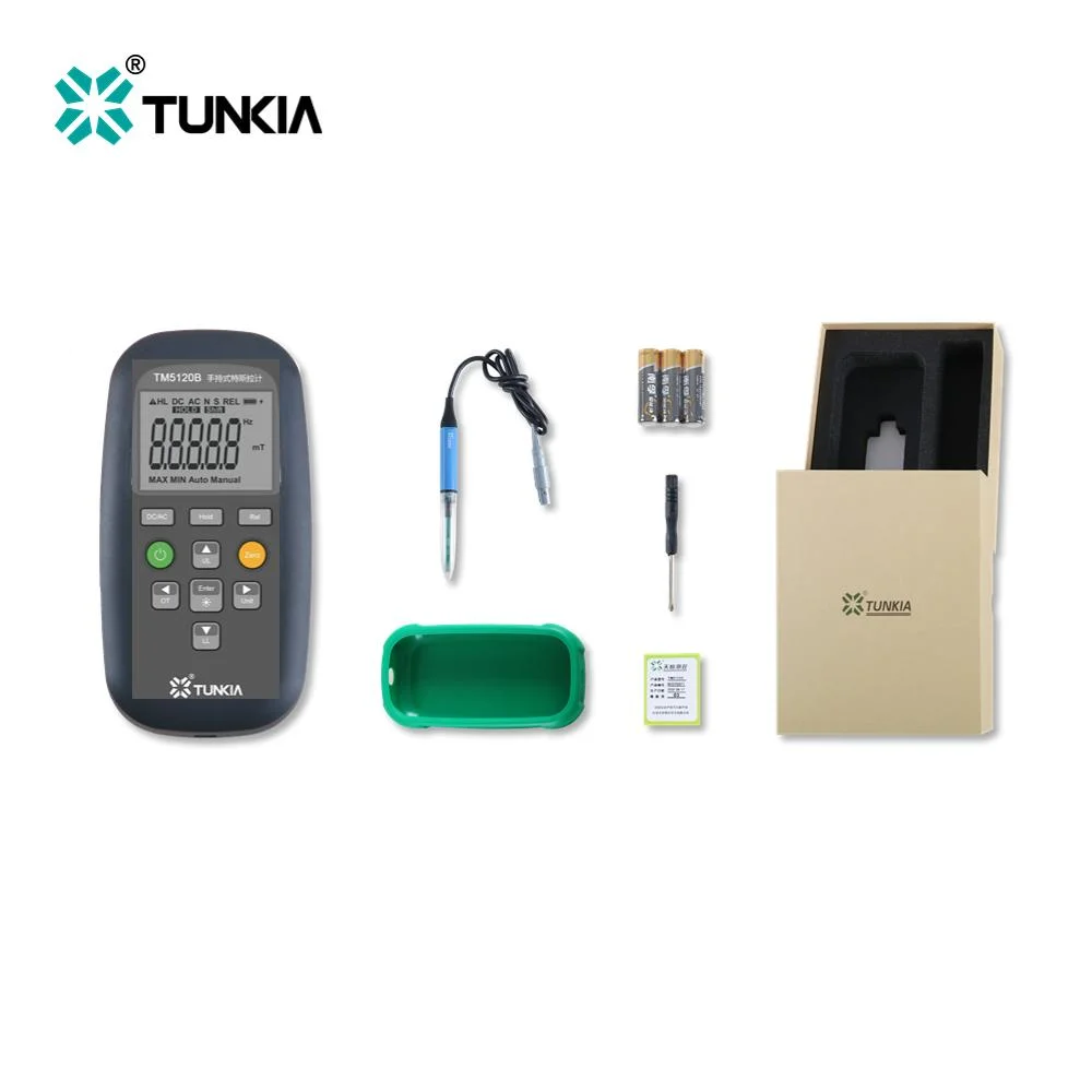 TUNKIA 3000 Mt portátil digital AC DC EMF flujo magnético Medidor Magnetómetro Tesla Medidor Gauss con pantalla de poste NS Y retroiluminación