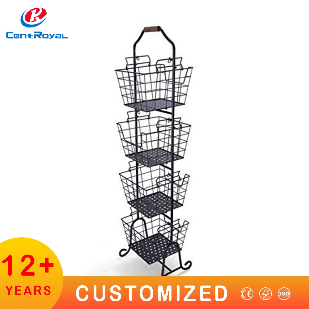 Metal Wire Bottle Candy Potato Chip Food Super Market Snack Display Racks Basket Snacks Display Stand Moving Wheel Floor Stand Food Display Rack