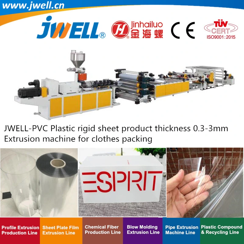 Jwell-Jwell-PVC rígido de plástico transparente 0.3-3mm de espesor de chapa agrícola de la extrusión de reciclaje que hace la máquina de embalaje para la ropa con gran eficiencia.