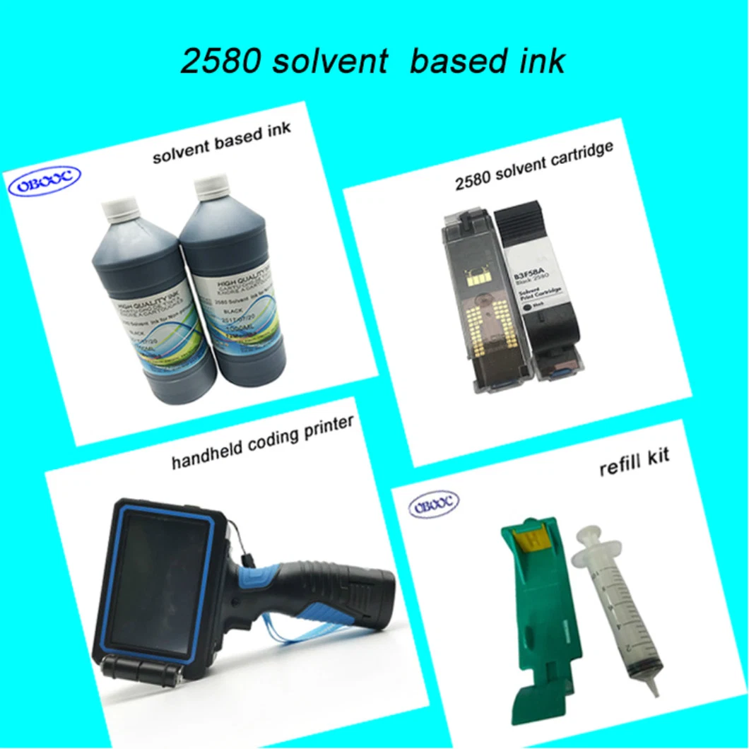 Refill Bottle Solvent Ink for HP 2580 Ink Cartridge