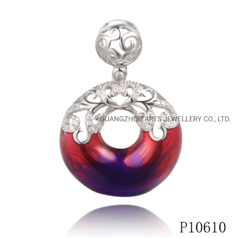 Wholesale Jewelry Hollowed-out Circle Shaped Enamel Pendant