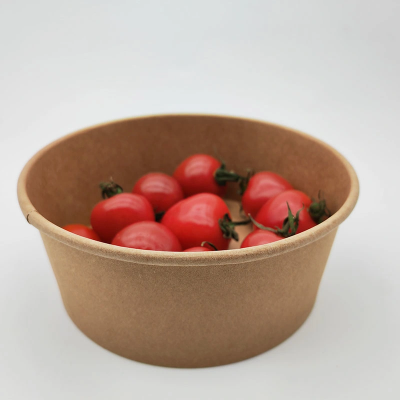 Kraft Paper Salad Bowls with Clear Lids Disposable Round Shape