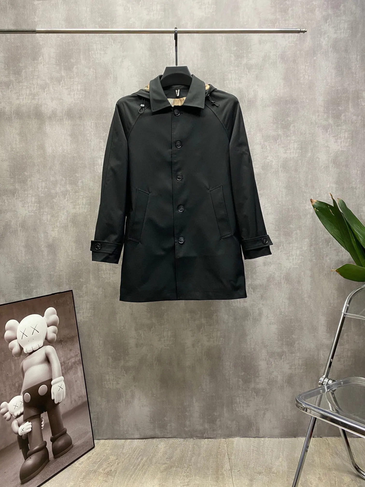 Marca de lujo de Londres cheque reversible Bomber Trench Coat corto Gabardina Heritage