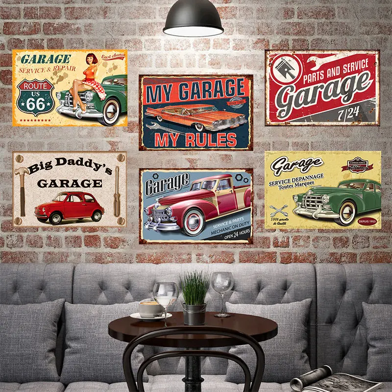 Retro Art Design Printing Painting Garage Wall Decor Vintage Metal Plate Signs