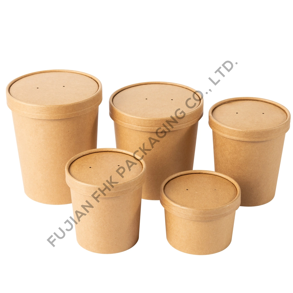 8oz Customized Food Grade Take Away Disposable Kraft Paper Bowl Paper Cups