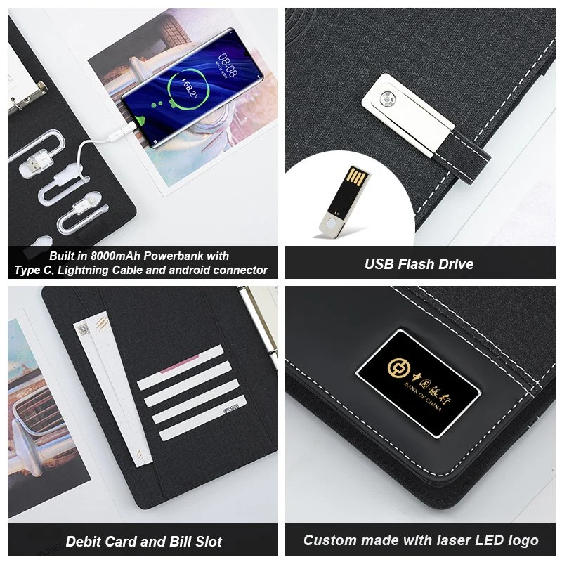 Travel Wireless Charger USB-C Power Bank Notebook Powerbank Diary Planner Notebook with Power