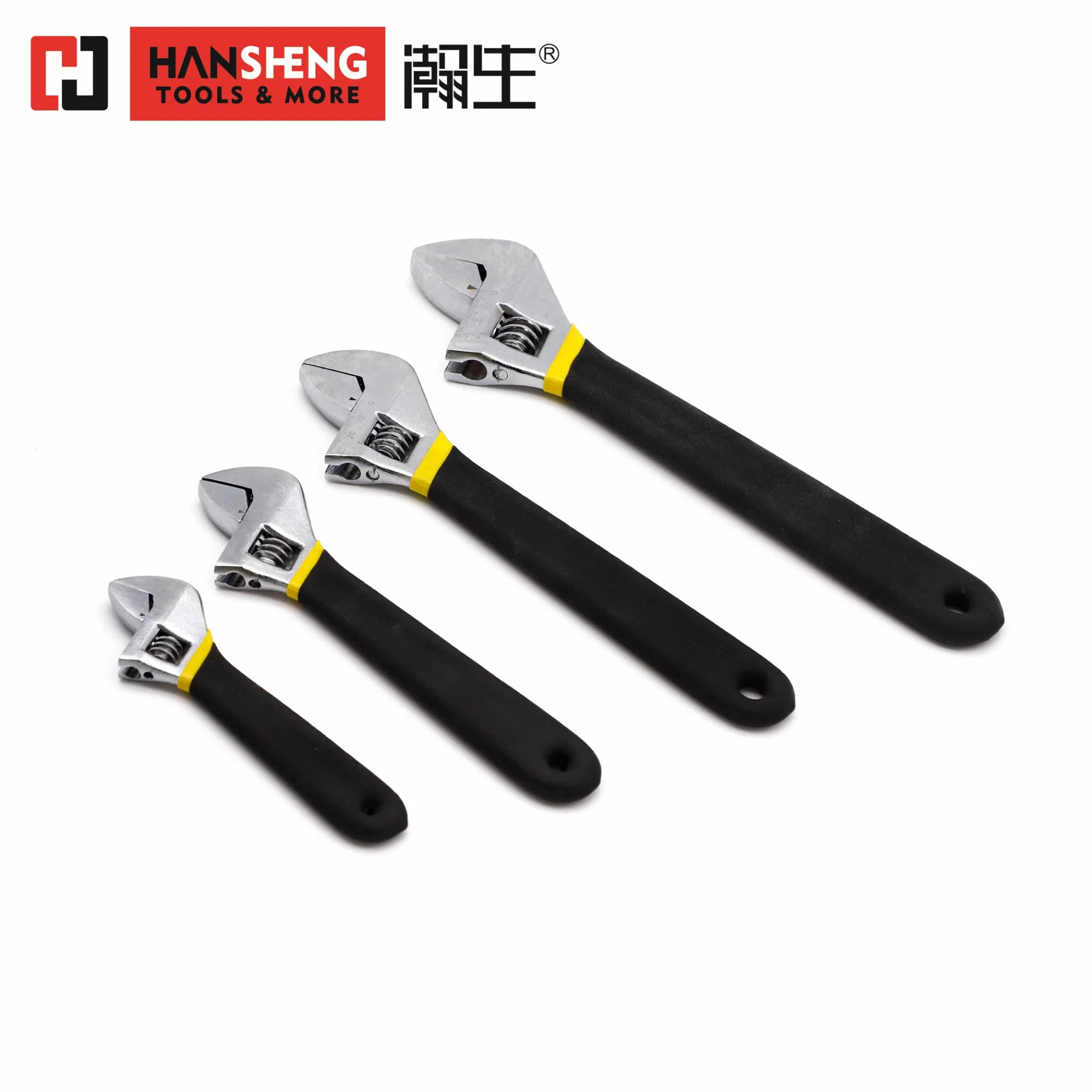 Professional Hand Tool, Hardware, Made of Carbon Steel, Chrome Plated, Dipped Handle, Adjustable Wrench Spanner