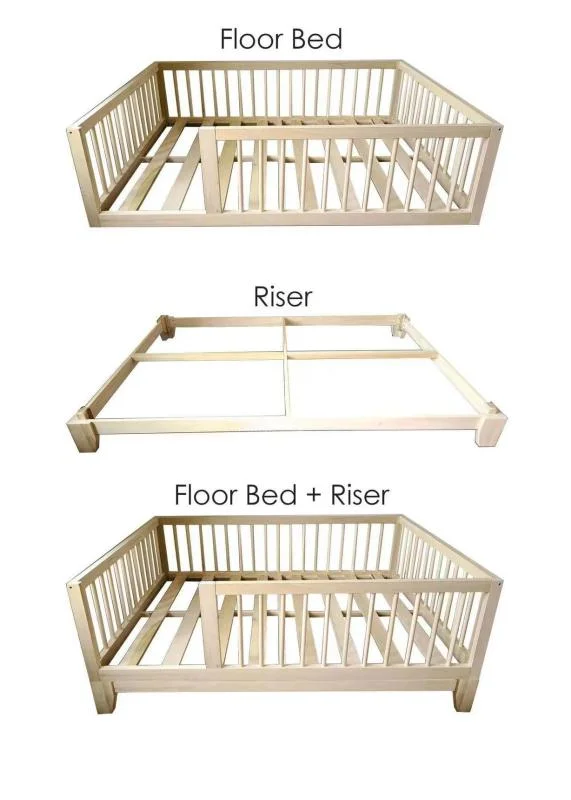 Hot Selling Baby Playpen Bed Solid Wooden Kid Bed Furniture Floor Toddler Bed with Fence