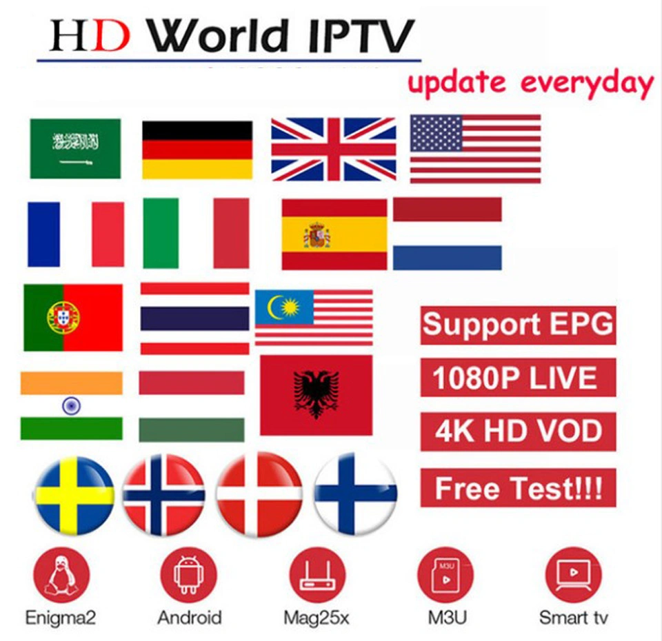 شركة عالمية للخدمة الشاقة (IBTV) الاشتراك في خدمة التلفزيون عبر الإنترنت المغرب M3U العربية أوروبا الألمانية بلجيكا سويسرا السويد اليونان هولندا إسبانيا IPTV ذكي IPTV