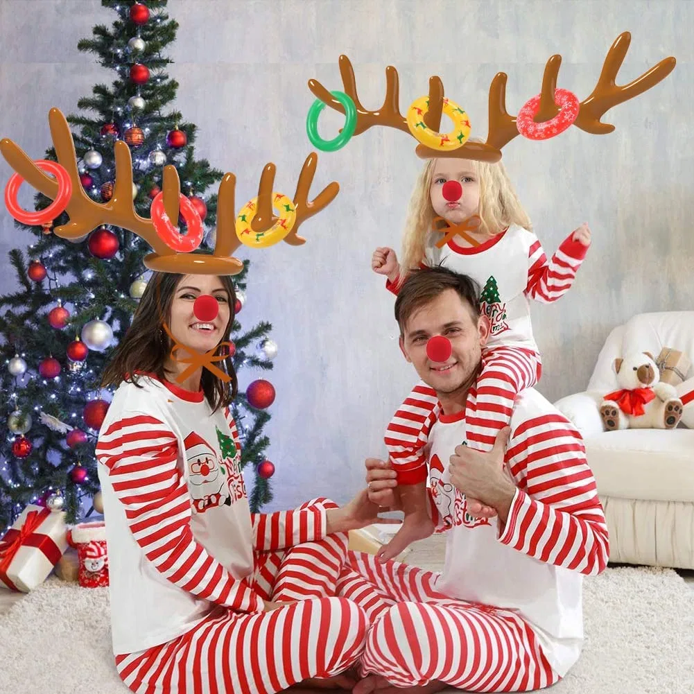 PVC-Weihnachtsdekoration Geschenk Aufblasbare Rentier Antler Ring Toss Party Spiel Hut Spielzeug für Weihnachten Feiertagsfeier liefert Gefälligkeiten