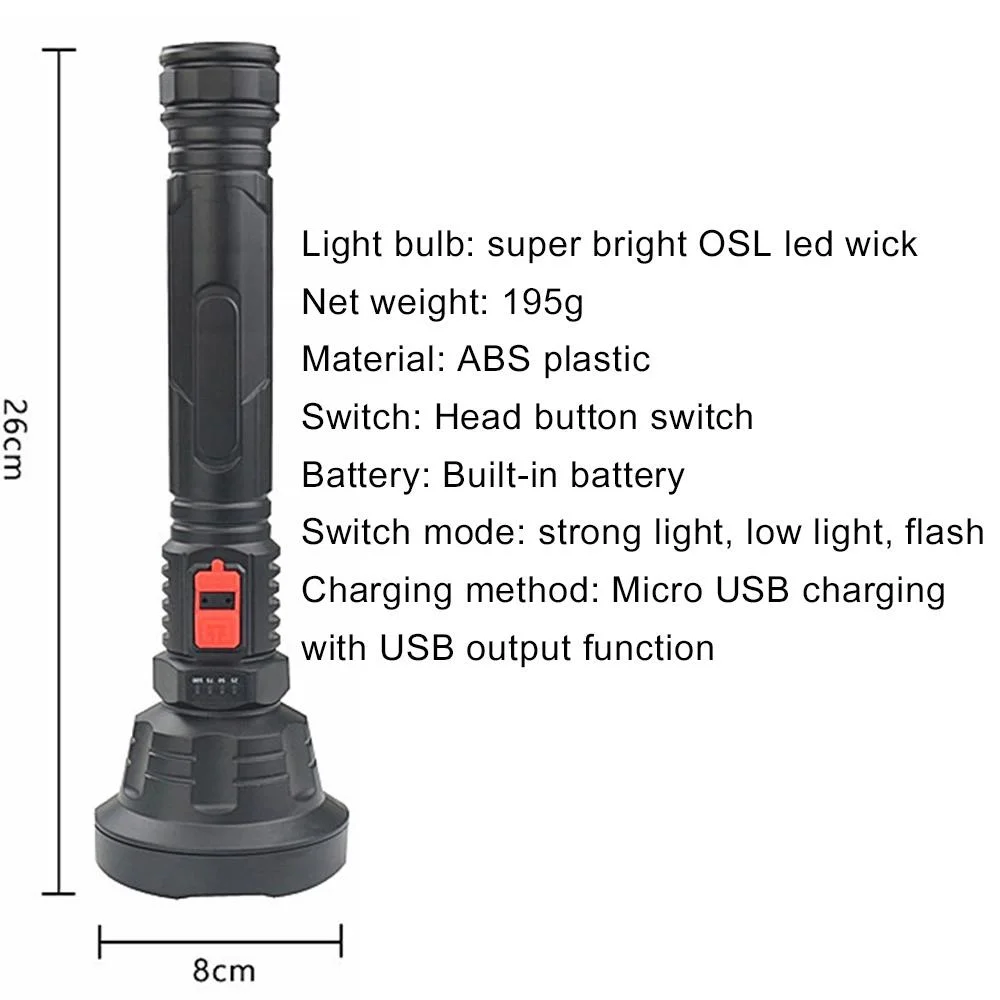 Outdoor la randonnée pédestre Camping d'urgence multi fonction lampe torche à LED torche rechargeable USB portable