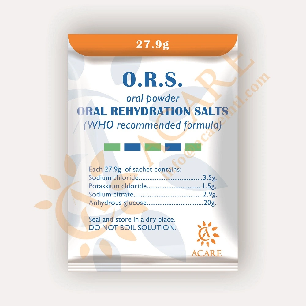 Pharmaceutical Products Exporting Companies Oral Rehydration Salts Powder (ORS) 13.95g/27.9g/Sachet