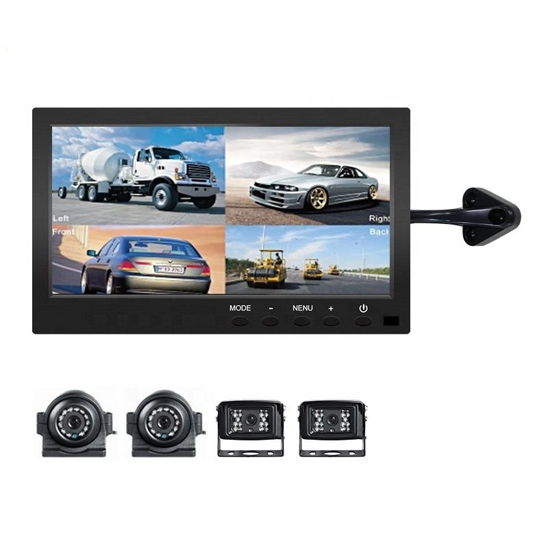 1080P 9 Polegada Carro Quad Monitor dividido construído em DVR Video Recording Ahd 4 CANAIS DVR Móvel Carro Monitor de Marcha