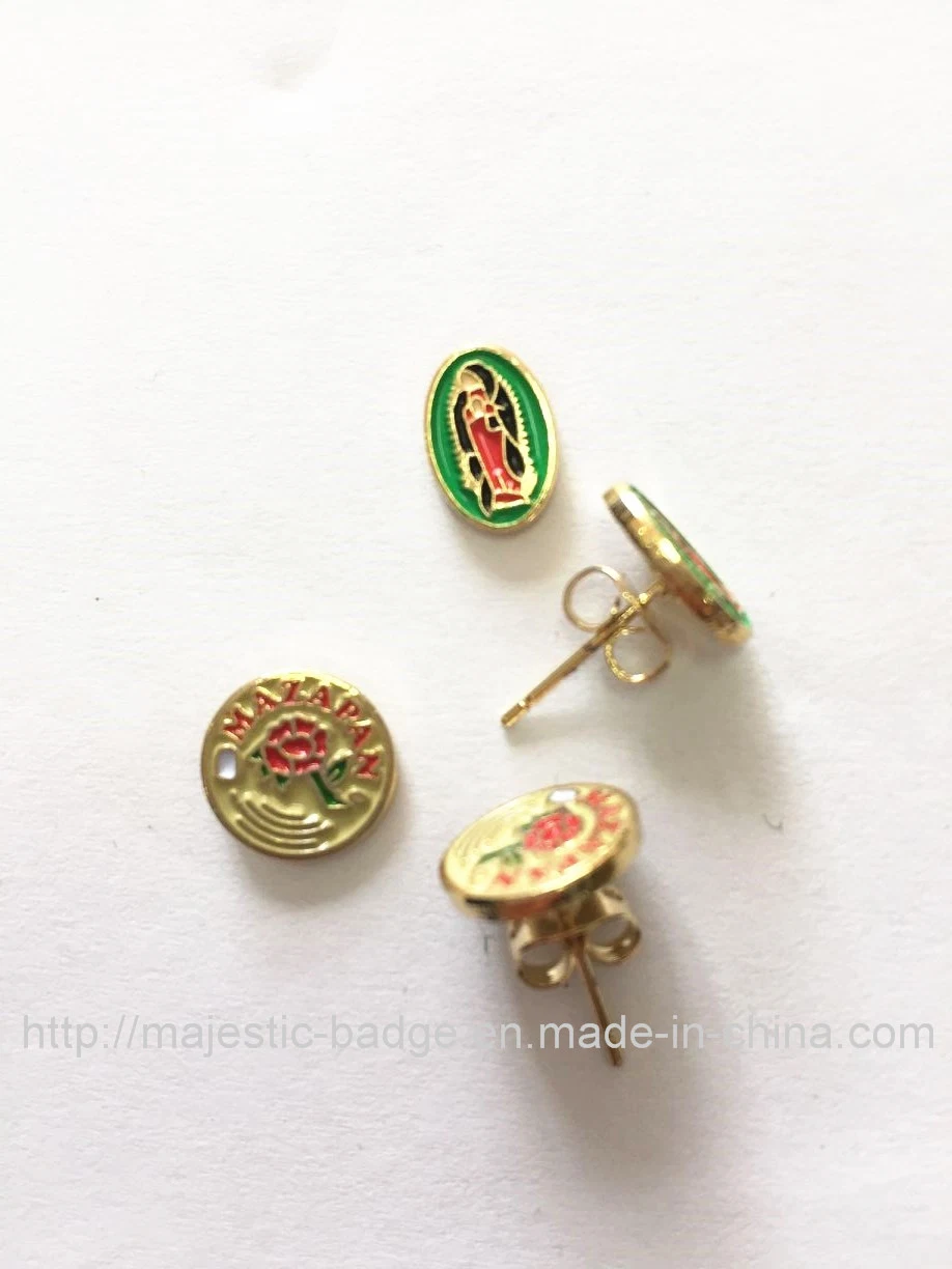 Custom Fashion Design Gold Metal Stud Earrings for Promotional Gift