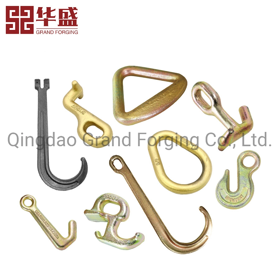 China Factory Rigging Hardware Hot Forging Parts Chain Accessories Forged G70 Alloy Steel 15" J Hook Lifting Eye Hook J Shaped Hook Forged Ring and Hook