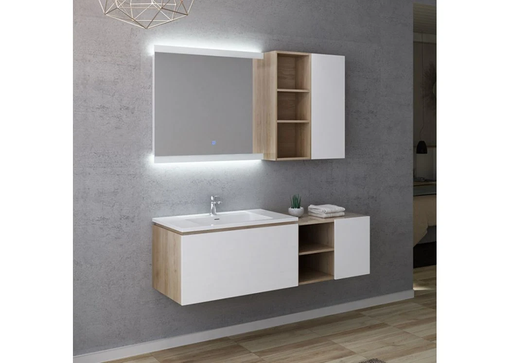 80cm Wall Hung Cabinet White Bathroom Furniture Set with One Basin