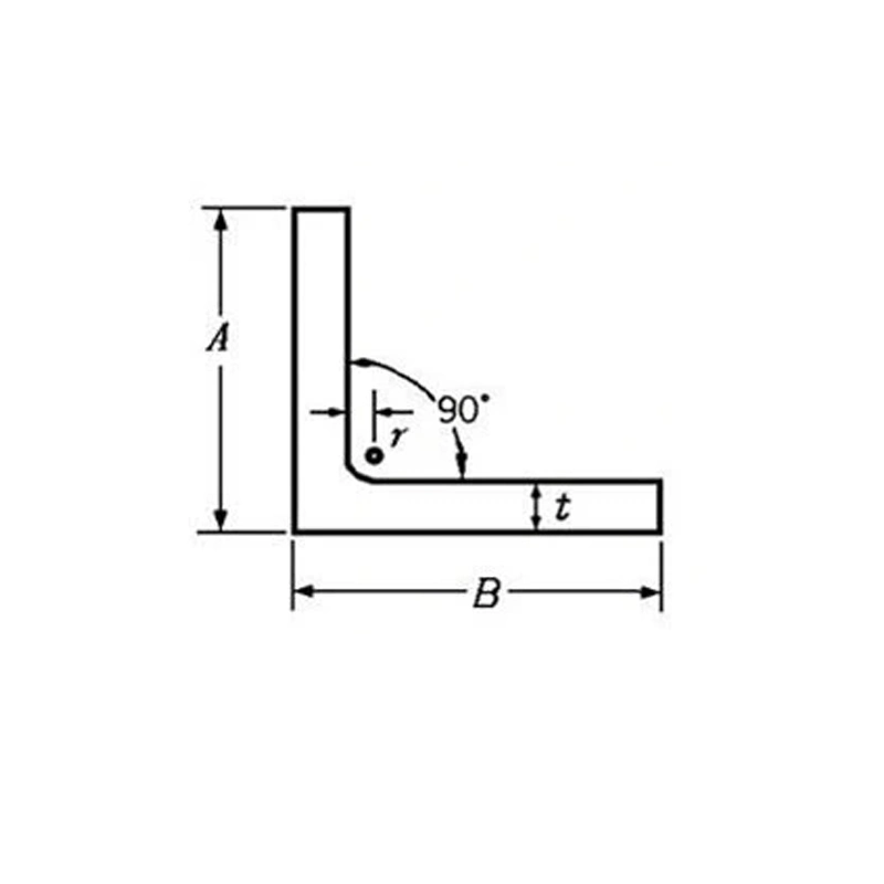 Barra de ángulo de carbono extraído en frío galvanizado Material de construcción negro36 SS400 P235B Unqual Perfil de metal de hierro de acero laminado en caliente de la barra de ángulos iguales