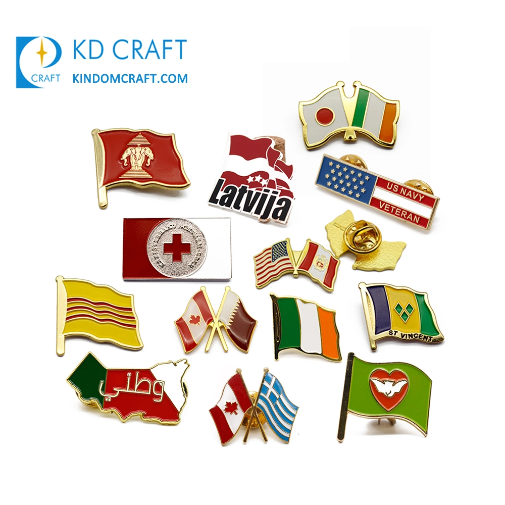 Personalized Custom Metal National Day Country Flag Lapel Pin Badge Soft Enamel State of Qatar Magnetic Pin