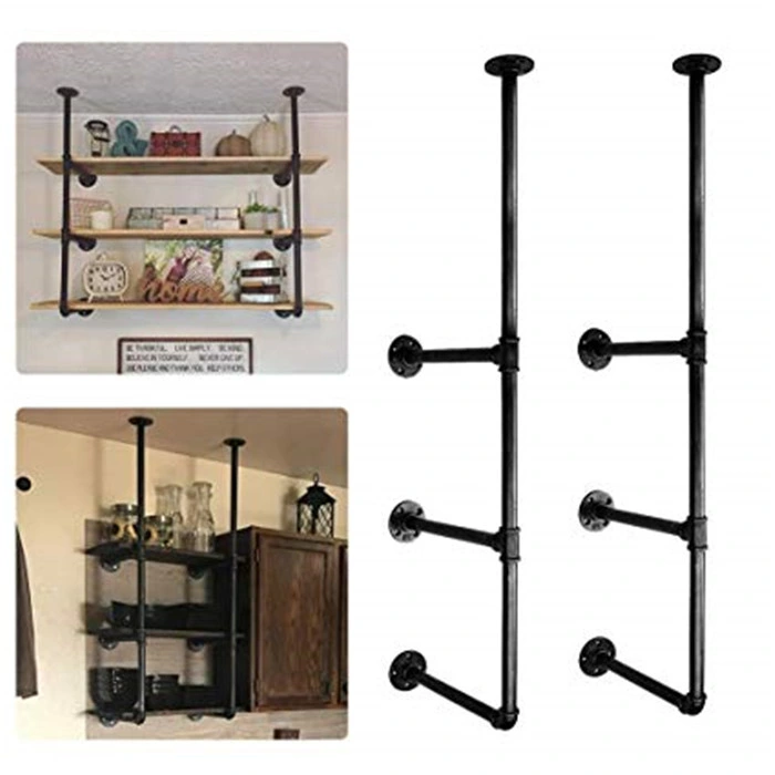 End Fitting Pipe Cap Furniture Threaded Pipes Fittings Vintage Shelf Bracket Screw Malleable Cast Iron Metal for DIY Retro Black