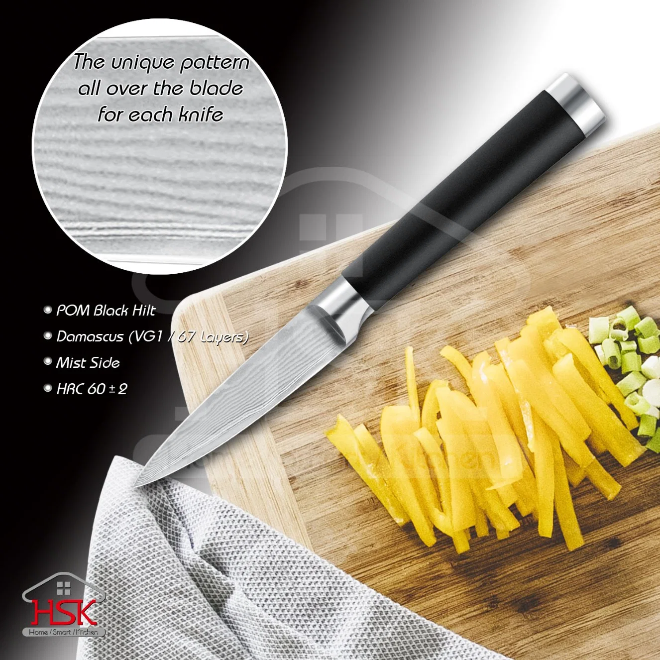 3.5 بوصة دمشق بسكين مع سكين Pom Handle Fruit Knife