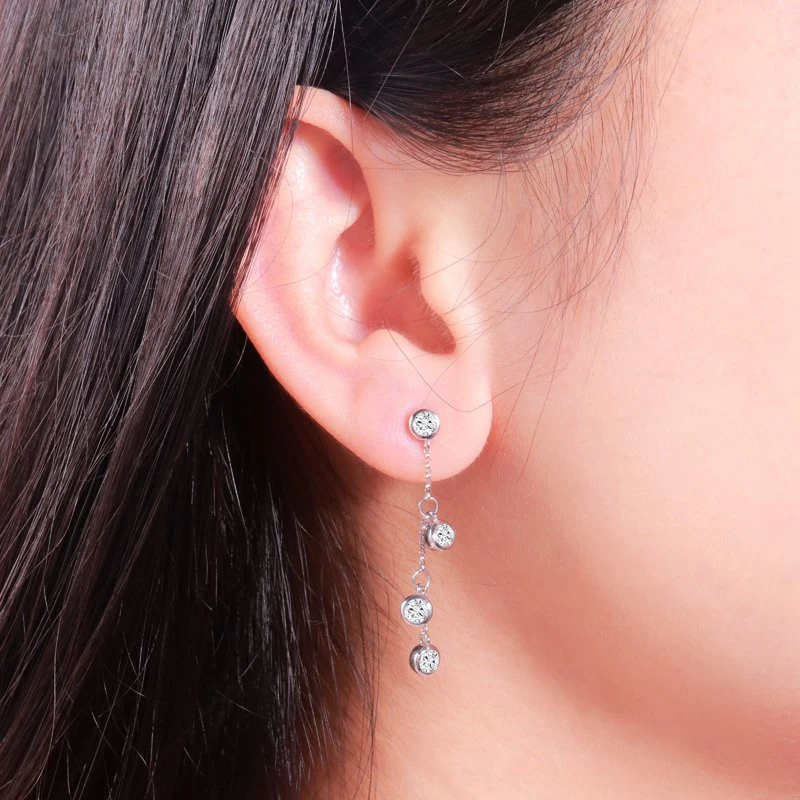 Fashion Jewelry Design White Gold Setting Round Lab Created Diamond Earring