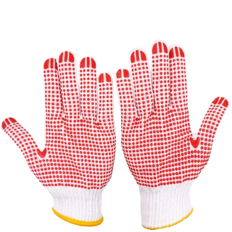 Colored Cotton Safety Knitted PVC Dots Glove in Guangzhou