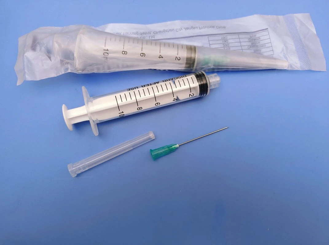 Disposable Sterilized Syringe 10ml, Luer Lock, with Needle 21g