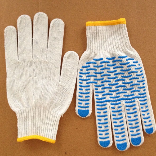 10gauge Bleach White Black PVC DOT Cotton Gloves