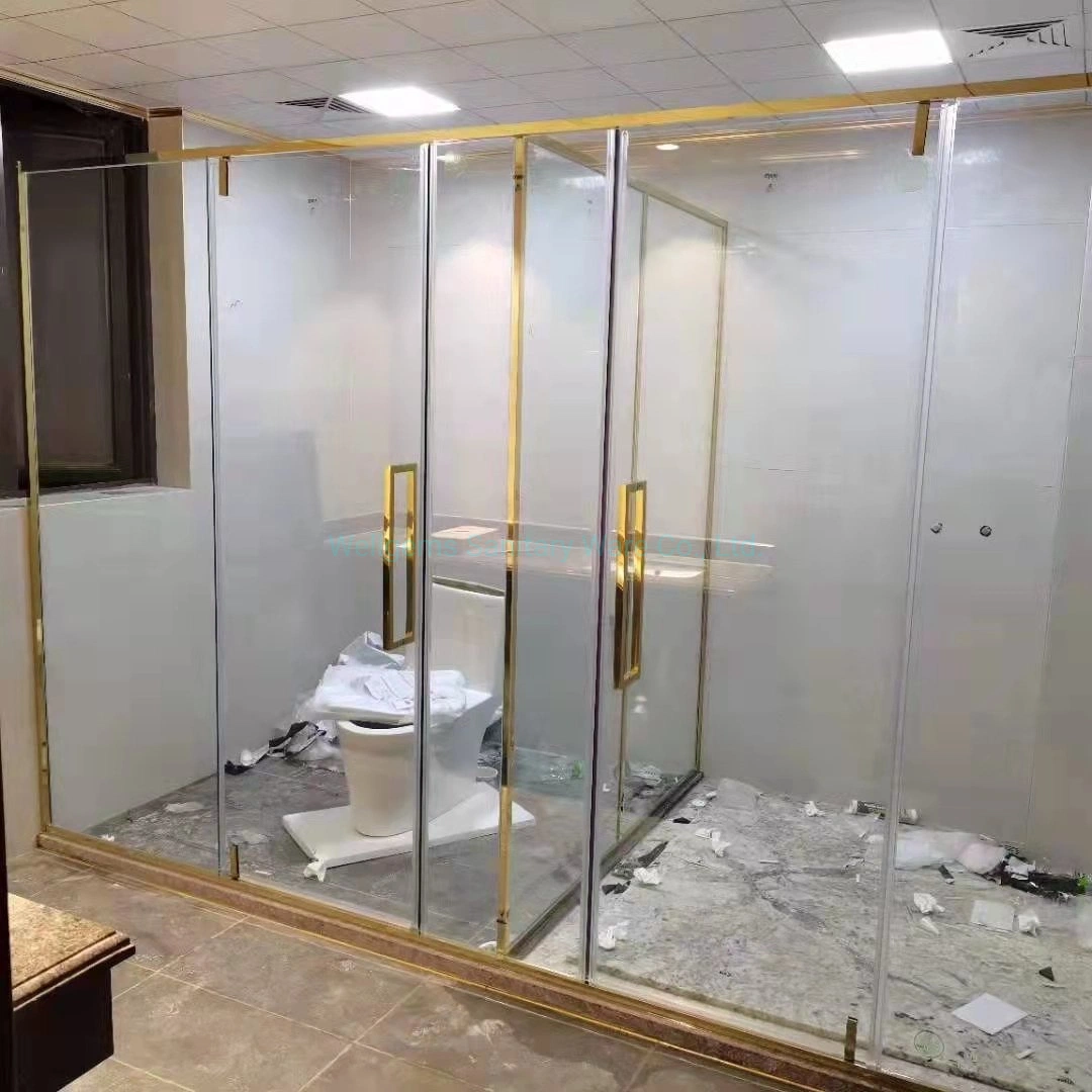 Gold Black Simple Glass Door Simple Folding Bath Screen Shower Room